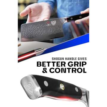 Dalstrong Meat Cleaver Knife - 7" - Shogun Series ELITE - Razor Sharp - Japanese Super Steel - Damascus Knife - Hammered Finish - Heavy Duty Gift Cooking Knife - w/Sheath