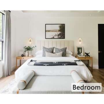 Shenmoyl Vintage Wall Sconces with Transparent Stripe Glass Lampshade 180 Degree Adjustable Brass Sc...