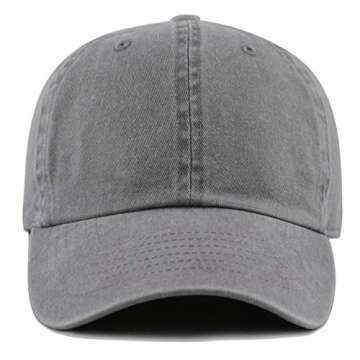 The Hat Depot 100% Cotton Pigment Dyed Low Profile Dad Hat Six Panel Cap (1. Gray)