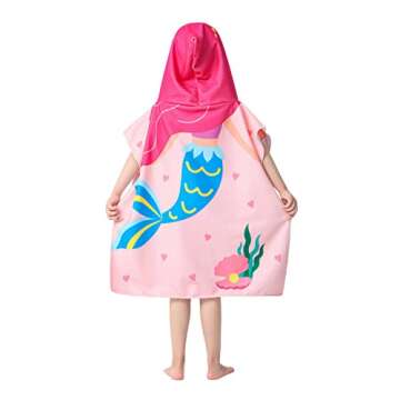 Athaelay Kids Mermaid Hooded Towel Poncho – Fun Swim Cover-up