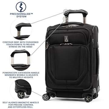 Travelpro Crew Versapack Softside Expandable 8 Spinner Wheel Carry on Luggage, Men and Women, Jet Black, Carry on 20-Inch