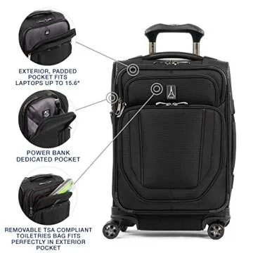 Travelpro Crew Versapack Softside Expandable 8 Spinner Wheel Carry on Luggage, Men and Women, Jet Black, Carry on 20-Inch
