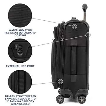 Travelpro Crew Versapack Softside Expandable 8 Spinner Wheel Carry on Luggage, Men and Women, Jet Black, Carry on 20-Inch
