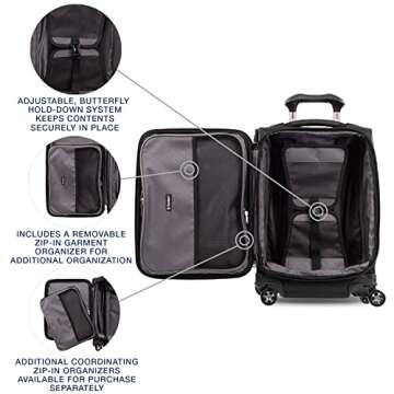 Travelpro Crew Versapack Softside Expandable 8 Spinner Wheel Carry on Luggage, Men and Women, Jet Black, Carry on 20-Inch