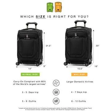 Travelpro Crew Versapack Softside Expandable 8 Spinner Wheel Carry on Luggage, Men and Women, Jet Black, Carry on 20-Inch