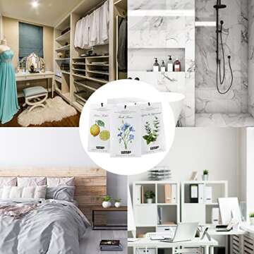 MYARO 12 Packs Scented Sachets for Drawer and Closet, Long-Lasting Closet Deodorizer Freshener, Potpourri Bags Room Scents Smell Goods for House 3 Scents - Fresh Linen, Eucalyptus Peppermint, Lemon