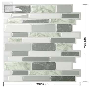 Tic Tac Tiles Peel and Stick Self Adhesive Removable Stick On Kitchen Backsplash Bathroom 3D Wall St...