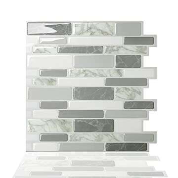 Tic Tac Tiles Peel and Stick 3D Wall Stickers (Grigio)