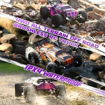 DEERC 200E 1:10 Large 3S Brushless High Speed RC Cars for Adults, 4X4 Fast RC Trucks W/Extra Shell LED Headlight, 60 KM/H, All Terrain Remote Control Car, Offroad Monster Truck for Boys,2 Battery