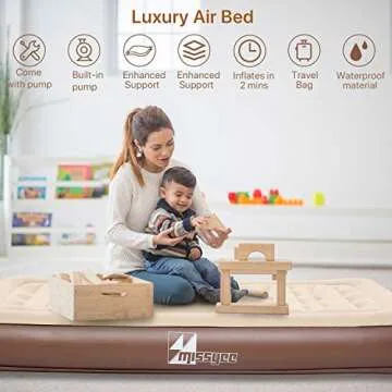 missyee Inflatable Twin Air Mattress with Rechargeable Pump