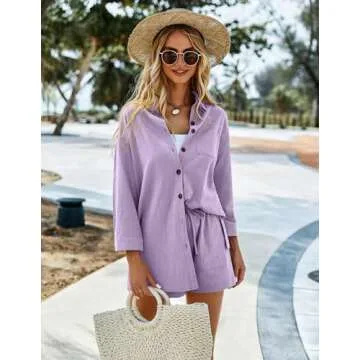 Beyove Women's 2 Piece Casual Cotton Linen Tracksuit Set