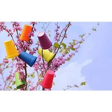 D DrNeeko Unbreakable Reusable Plastic Cups, Rainbow Travel Beverage Tumblers, Juice Drinkware, Set of 8