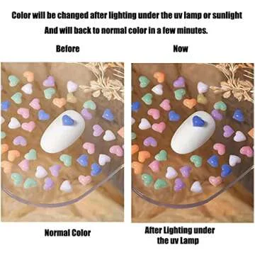 WEILUSI Mixed Macaron Color 3D Heart Nail Charms Gold Sliver Caviar Beads Nail Ball Beads - Acrylic Resin Heart and Mini Caviar Beads Nail Art Decorations 3D Design Decals DIY Manicures Accessories