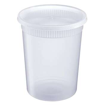GUSTO 32 oz Deli Containers - Durable, Airtight, 24 Count