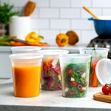 GUSTO 32 oz Deli Containers - Durable, Airtight, 24 Count