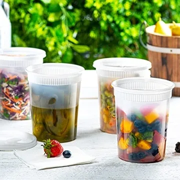 GUSTO 32 oz Deli Containers - Durable, Airtight, 24 Count