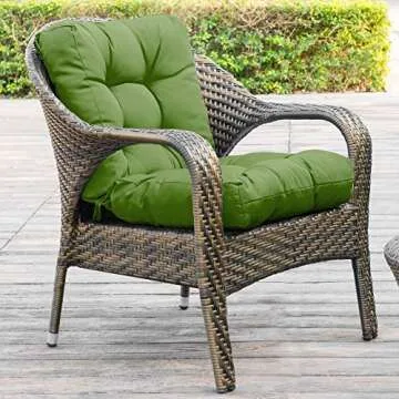 QILLOWAY Outdoor Seat/Back Chair Cushion Tufted Pillow, Spring/Summer Seasonal All Weather Replacement Cushions. (Dark Green)