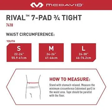 Mcdavid Youth Football Integrated 7 Pad ¾ Compression Tights, Protection for HIPS, Thighs, Tailbone & Knees, Kids