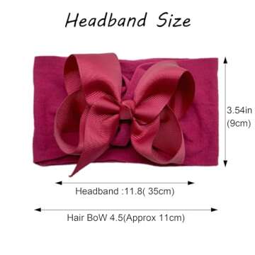 CÉLLOT 20 Colors Baby Girl Headbands with 4.5 Inches Hair Bows Nylon Turban Head Wraps Headbands fo...