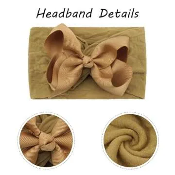 CÉLLOT 20 Colors Baby Girl Headbands with 4.5 Inches Hair Bows Nylon Turban Head Wraps Headbands for Newborn Infants and Toddlers