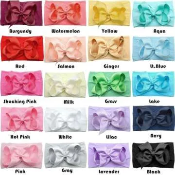 CÉLLOT 20 Colors Baby Girl Headbands with 4.5 Inches Hair Bows Nylon Turban Head Wraps Headbands for Newborn Infants and Toddlers