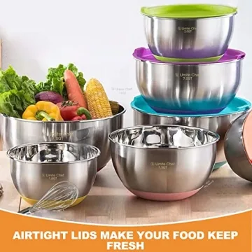 Stylish Umite Chef Mixing Bowls Set with Lids - 6 Piece