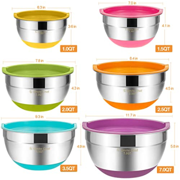 Stylish Umite Chef Mixing Bowls Set with Lids - 6 Piece