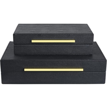 Luxurious ZI KOUL Black Shagreen Box Set for Stylish Storage