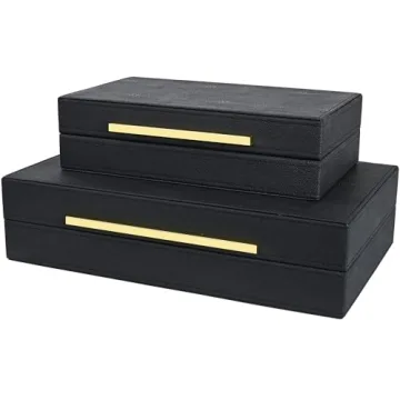 Luxurious ZI KOUL Black Shagreen Box Set for Stylish Storage