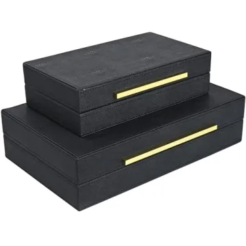 Luxurious ZI KOUL Black Shagreen Box Set for Stylish Storage
