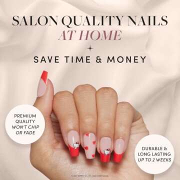 Glamnetic x Hello Kitty® and Friends Press On Nails - Hello Kitty® Red | Red French Tip Short Coff...