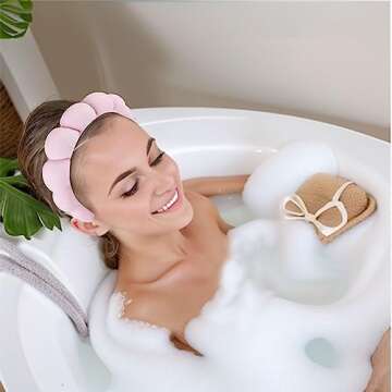 Yiwafu Spa Terry Cloth Headbands for Women - Sponge Face Washing and Hair Accessories for Makeup Removal, Shower (White)