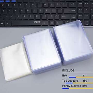 100ct TopLoaders and Card Sleeves,Card Protectors Hard Plastic, 3" x 4" Regular Fit for Trading Card,Baseball Card, Sports Cards (50pc Toploader+ 50pc Penny Sleeves)