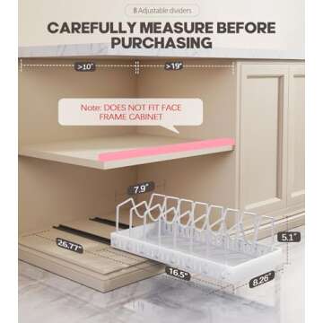 Pull Out Pots and Pans Organizer Under Cabinet, Sliding Lid Holder and Pan Rack in Kitchen, Slide Ou...
