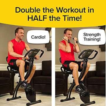 BulbHead As Seen On TV Slim Cycle Stationary Bike, Most Comfortable Exercise Machine, Thick, Extra-Wide Seat & Back Support Cushion, Recline or Upright Position, Twice The Results in Half The Time