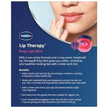 Vaseline Lip Therapy Rosy Lips 6-Pack – Mini Lip Balms for Soft, Deliciously Kissable Lips, Premium Gift Set, 0.25 Oz Ea