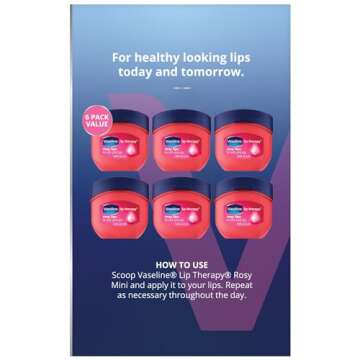 Vaseline Lip Therapy Rosy Lips 6-Pack – Mini Lip Balms for Soft, Deliciously Kissable Lips, Premium Gift Set, 0.25 Oz Ea