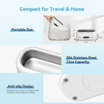 BYASKZIV Ultrasonic Jewelry Cleaner - Dual Modes & Stainless Steel Tank