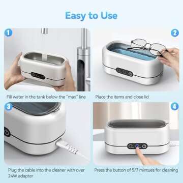 BYASKZIV Ultrasonic Jewelry Cleaner - Dual Modes & Stainless Steel Tank
