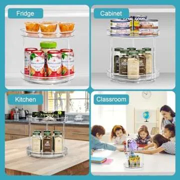 Sorbus 9 Inch 2 Tier Clear Lazy Susan Organizer, Turntable Organizer for Spice Organization for Cabinet, Lazy Susan Turntable for Kitchen, Home, Office, Closet, Classroom, Laundry Room Organization