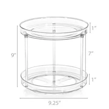Sorbus 9 Inch 2 Tier Clear Lazy Susan Organizer, Turntable Organizer for Spice Organization for Cabinet, Lazy Susan Turntable for Kitchen, Home, Office, Closet, Classroom, Laundry Room Organization