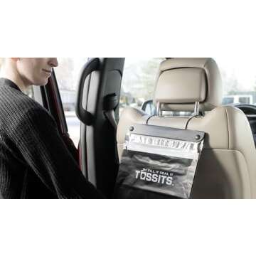 Tossits Disposable Car Trash Bag Hanging (Black, Set of 21) - Leak-Proof, Smell-Proof Automobile Trash Container, Eco-Friendly, Thick, Large 12x15 Car Trash Bin with Sturdy Header Board