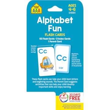 School Zone - Alphabet Fun Flash Cards - Ages 4 to 6, Preschool to Kindergarten, ABCs, Uppercase and...