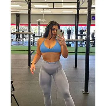 Abonlen Sports Bras for Women Workout Strappy Backless Bra Yoga Crop Tank Top (Medium, Evening Blue)