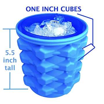 The Ultimate Ice Cube Maker Silicone Bucket with Lid Makes Small Size Nugget Ice Chips for Soft Drinks, Cocktail Ice, Wine On Ice, Cylinder Ice Trays, Crushed Ice Cup Maker Mold, Ice Holder