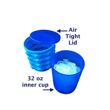 The Ultimate Ice Cube Maker Silicone Bucket with Lid Makes Small Size Nugget Ice Chips for Soft Drinks, Cocktail Ice, Wine On Ice, Cylinder Ice Trays, Crushed Ice Cup Maker Mold, Ice Holder