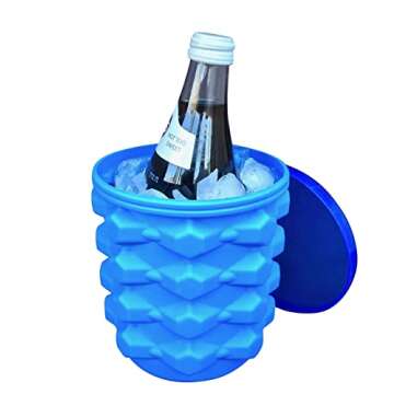 The Ultimate Ice Cube Maker Silicone Bucket with Lid Makes Small Size Nugget Ice Chips for Soft Drinks, Cocktail Ice, Wine On Ice, Cylinder Ice Trays, Crushed Ice Cup Maker Mold, Ice Holder