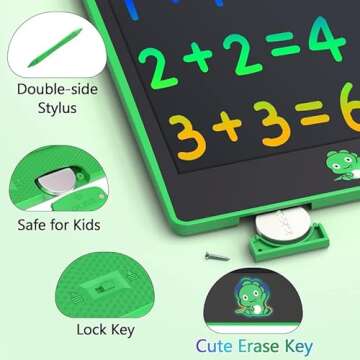 Hockvill LCD Writing Tablet for Kids 8.8 Inch, Toys for Girls Boys Drawing Pad for 3 4 5 6 7 Year Old Kid, Toddler Magnetic Doodle Board Travel Essentials Christmas Birthday Gift for Children (Green)