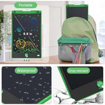Hockvill LCD Writing Tablet for Kids 8.8 Inch, Toys for Girls Boys Drawing Pad for 3 4 5 6 7 Year Old Kid, Toddler Magnetic Doodle Board Travel Essentials Christmas Birthday Gift for Children (Green)
