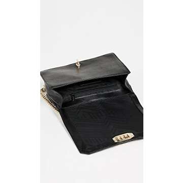 Rebecca Minkoff Women's Chevron Quilted Love Crossbody Bag, Black/Gold, One Size